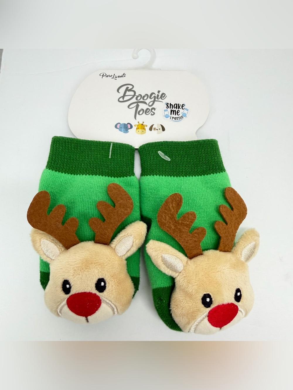 Reindeer Holiday Classic Boogie Toes Rattle Socks size Small Baby (0-1 Year) NEW